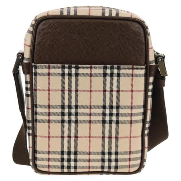 BURBERRY Nova Check Shoulder Bag Canvas Beige Silver Auth am9514V - Picture 2 of 16